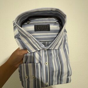 Robert Talbott Blue and White Striped Dress Shirt